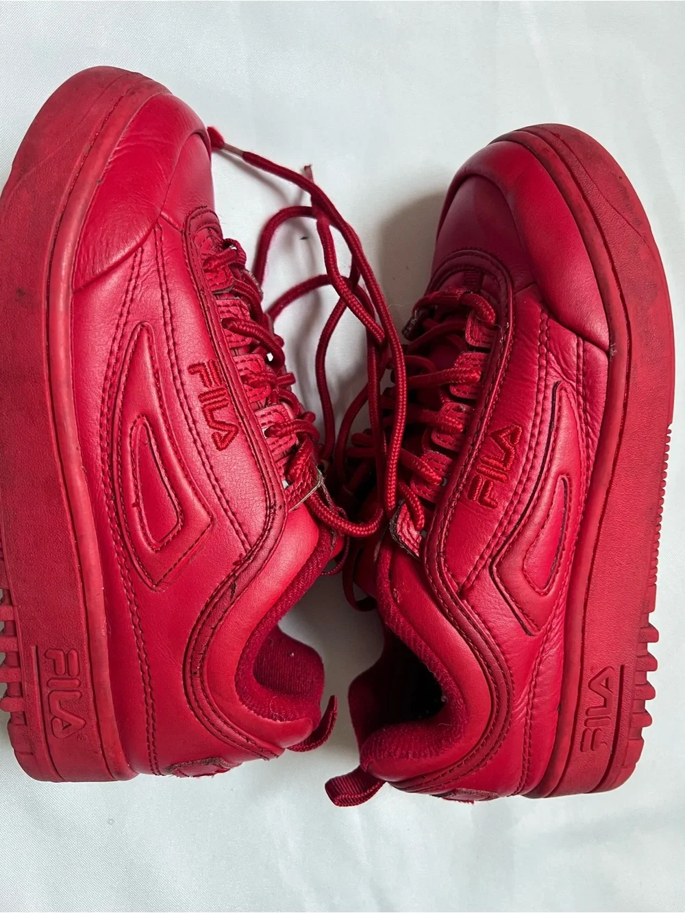 FILA All Red Chunky Sneakers Kids Size 5Y
